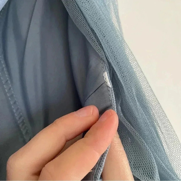 Revelry Belle Tulle Blue Gray Maxi Bridesmaid Wedding Dress One Shoulder Formal - Picture 8 of 15